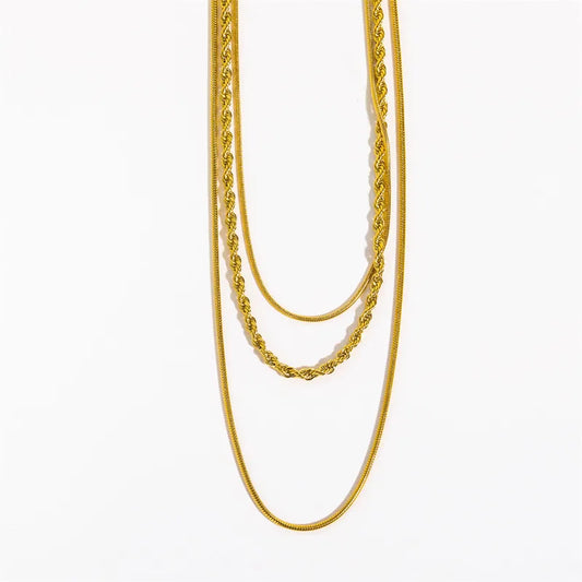 Τριπλή Χρυσή Ατσάλινη Αλυσίδα Layered (N1823)