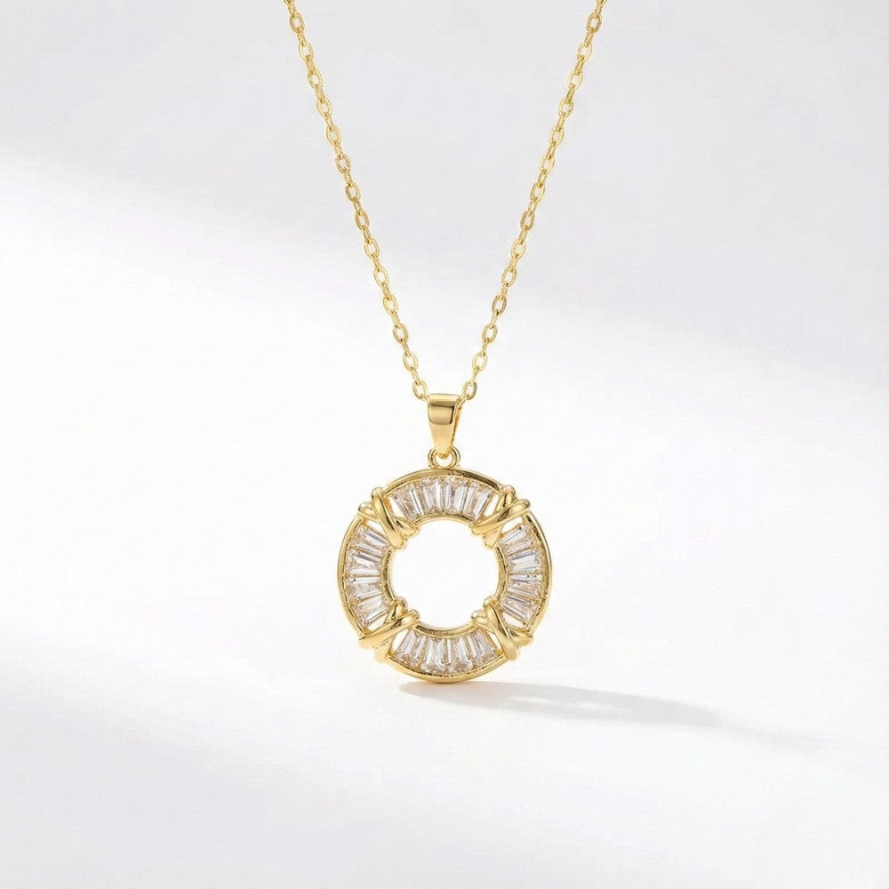 Κολιέ ατσάλι με στριφτή αλυσίδα και κυκλικό μοτίφ (N1835)