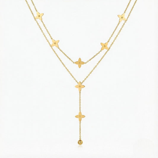 Κολιέ διπλό επιχρυσωμένο (N1832)