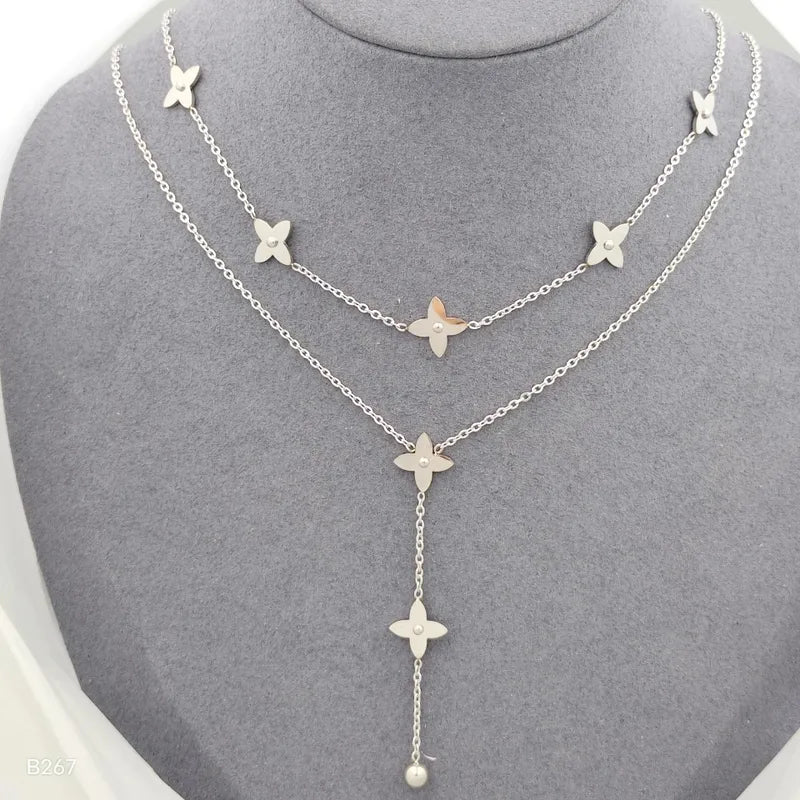 Κολιέ διπλό ασημί (N1831)