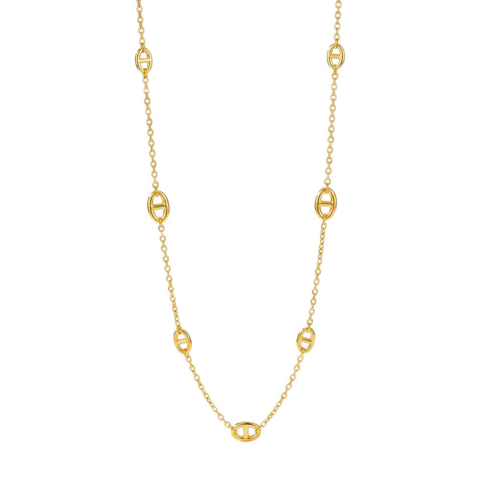 Κολιέ Ατσάλι 80 cm με Διακριτικά Οβάλ Στοιχεία (N1833)