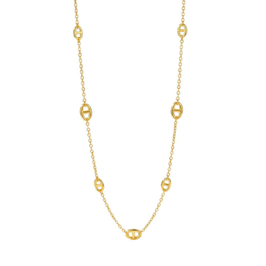 Κολιέ Ατσάλι 80 cm με Διακριτικά Οβάλ Στοιχεία (N1833)