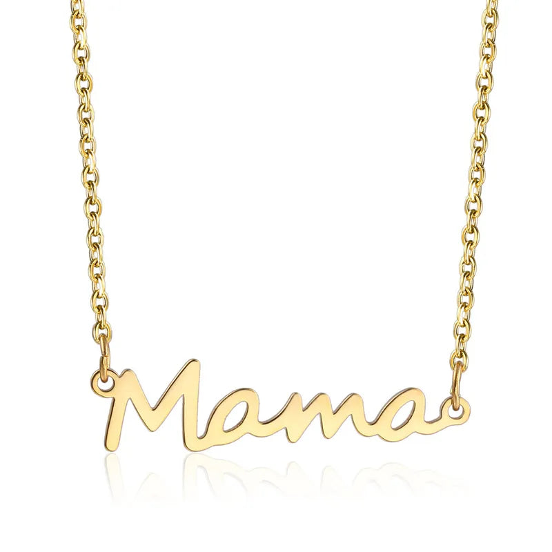 Ατσάλινο Κολιέ “Mama” Χρυσό (N1855)
