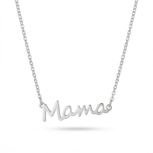 Ατσάλινο Κολιέ “Mama” Ασημί (N1858)