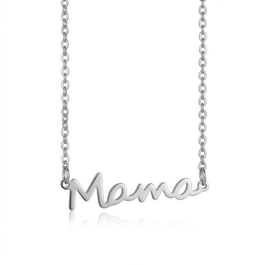 Ατσάλινο Κολιέ “Mama” Ασημί (N1859)