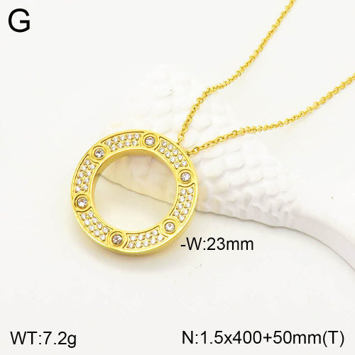 Ατσάλινο κολιέ με κυκλικό στοιχείο 18k (N3002)
