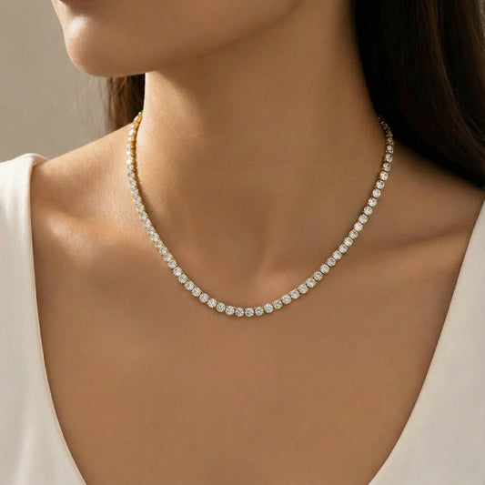 Ατσάλινο Κολιέ Χρυσό Ριβιέρα (N3296)