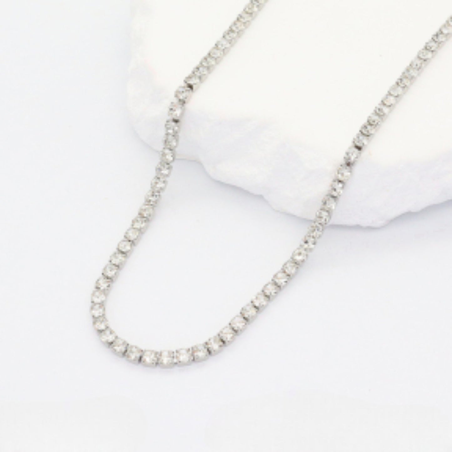 Ατσάλινο Κολιέ Ασημί Ριβιέρα (N3297)