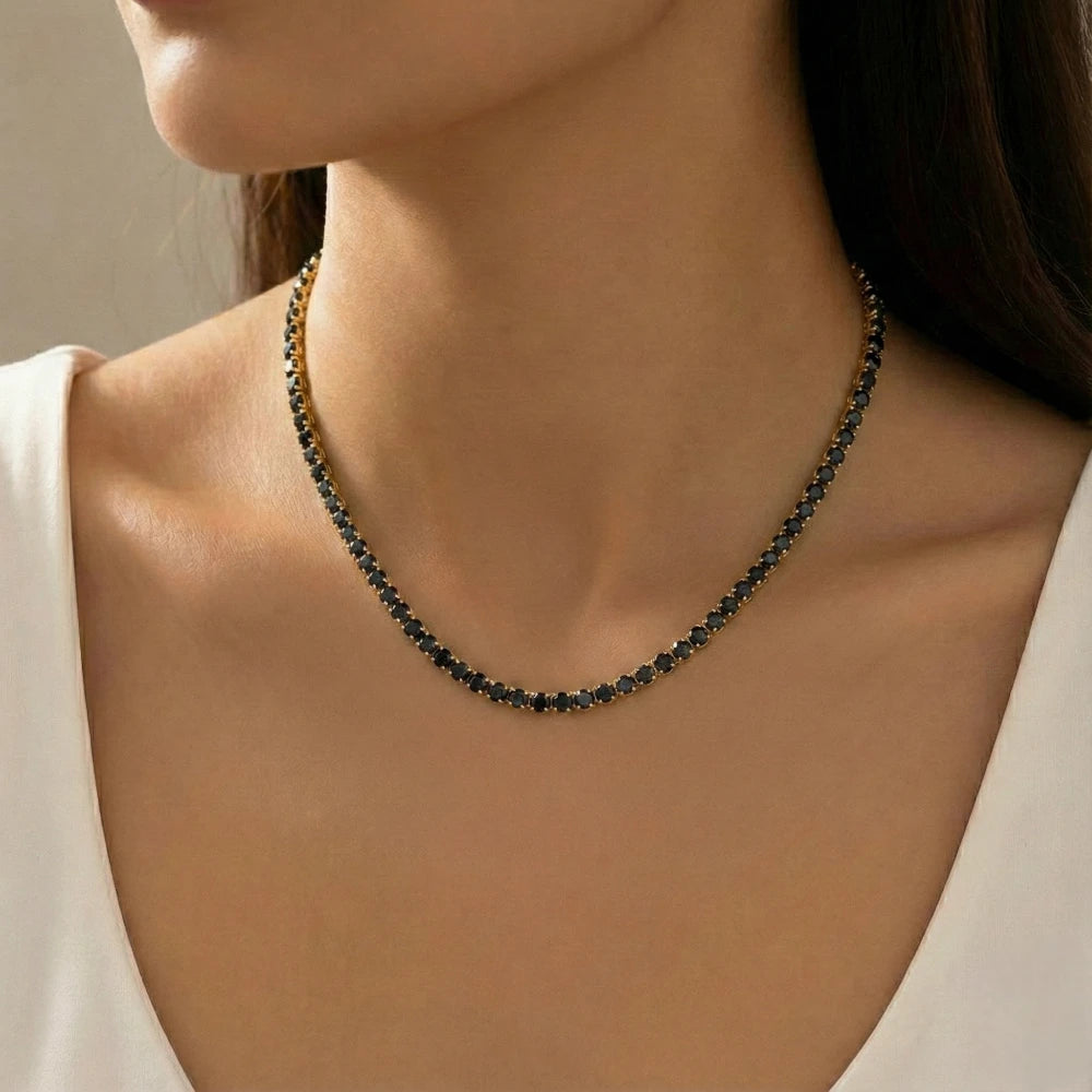 Ατσάλινο Κολιέ Μαύρη Ριβιέρα (N3298)