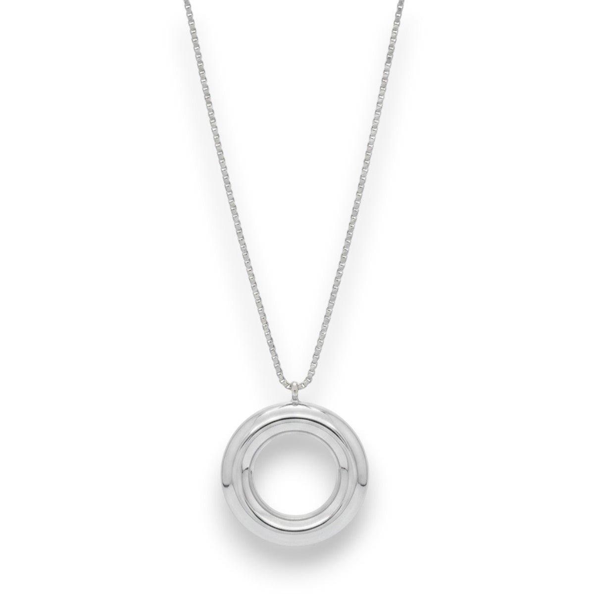 Ατσάλινο Κολιέ με Στρογγυλό Κρεμαστό Ασημί (N3318)