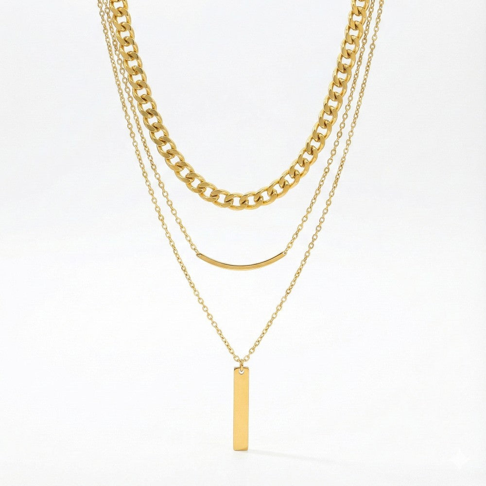 Ατσάλινο κολιέ τριπλό (N3319)