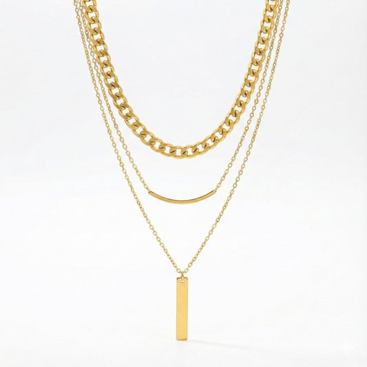 Ατσάλινο κολιέ τριπλό (N3319)