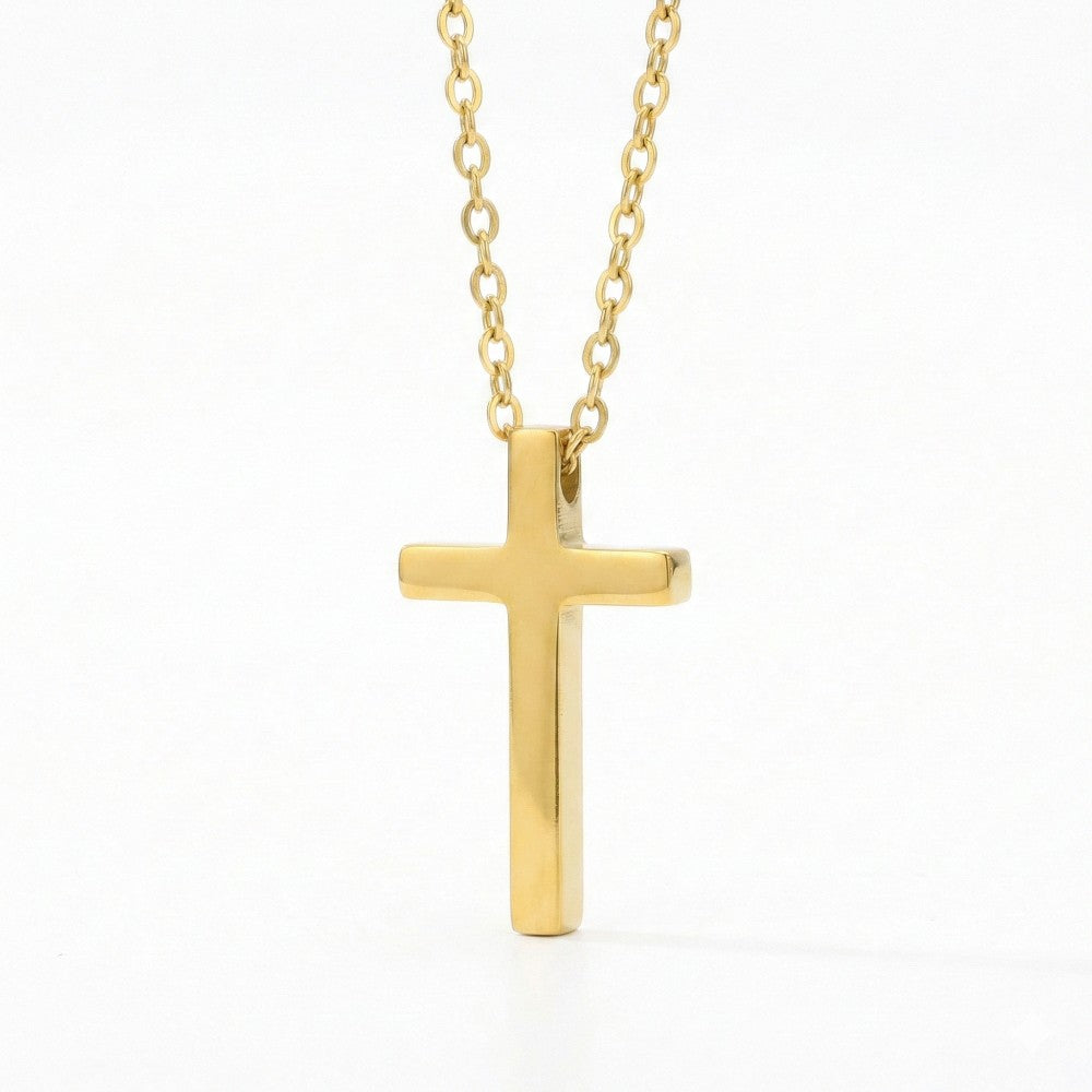 Ατσάλινο Χρυσό Κολιέ με Σταυρό 2.1 cm (N3321)