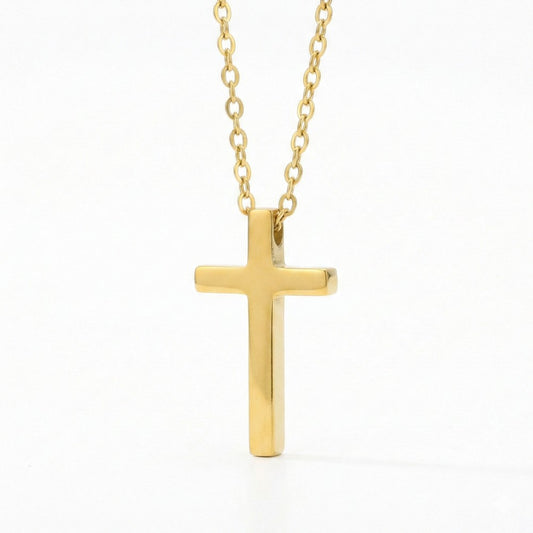 Ατσάλινο Χρυσό Κολιέ με Σταυρό 2.1 cm (N3321)