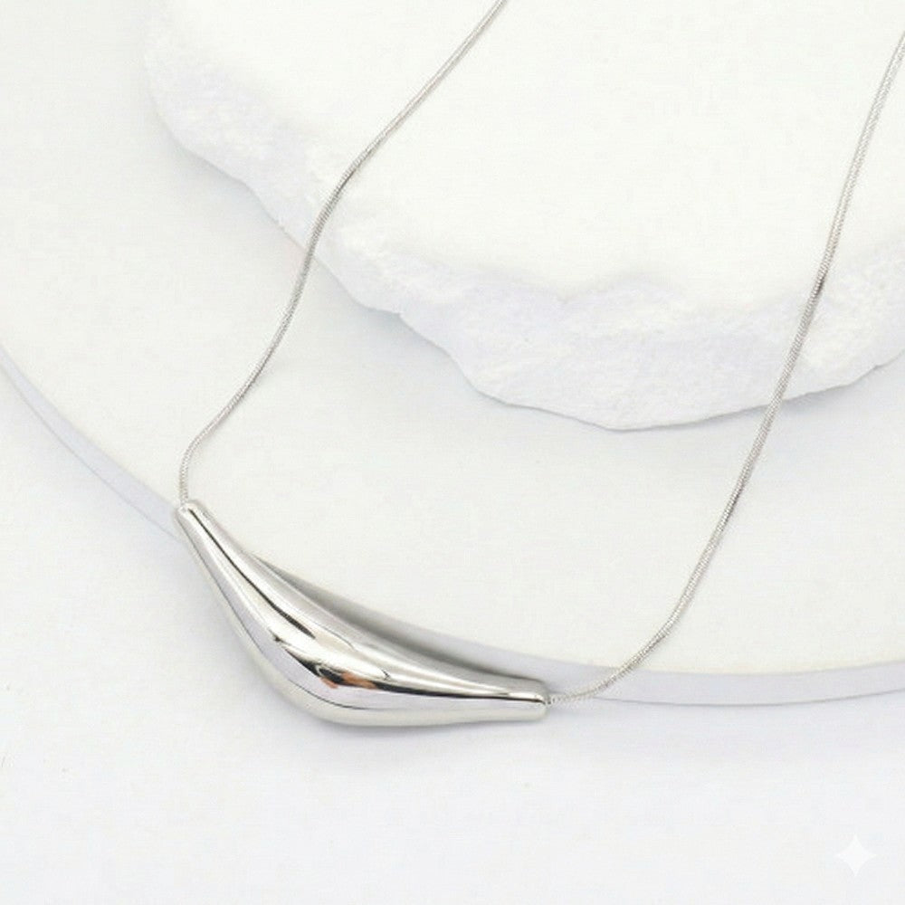 Ατσάλινο Ασημί Κολιέ με Μοντέρνο Μοτίφ (N3323)