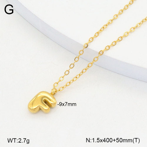 Ατσάλινο Κολιέ Γράμμα F Χρυσό (N3331)