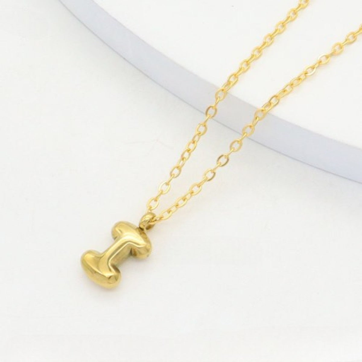 Ατσάλινο Κολιέ Γράμμα I Χρυσό (N3334)