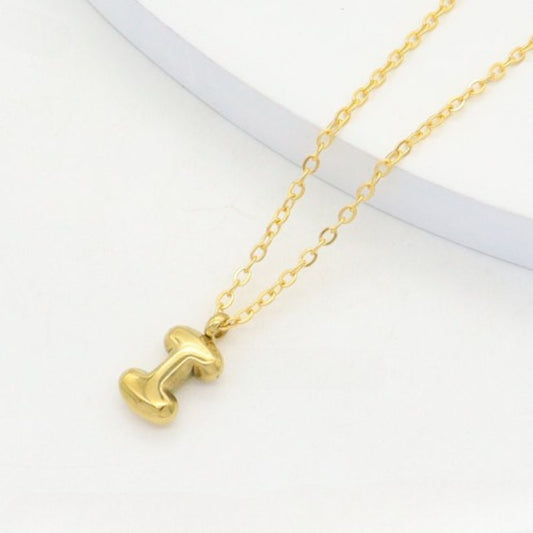 Ατσάλινο Κολιέ Γράμμα I Χρυσό (N3334)