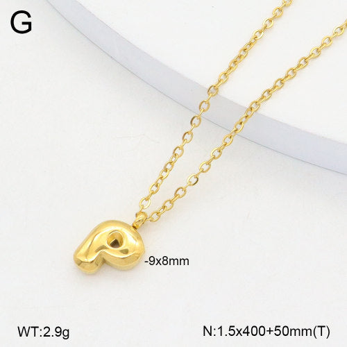 Ατσάλινο Κολιέ Γράμμα Ρ Χρυσό (N3338)