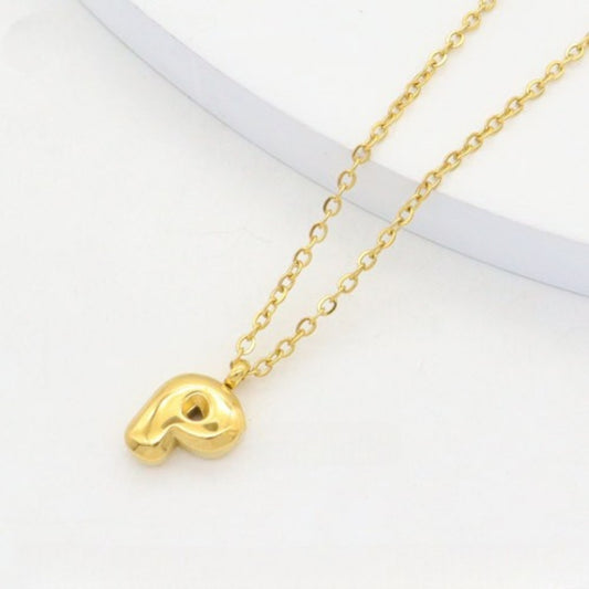 Ατσάλινο Κολιέ Γράμμα Ρ Χρυσό (N3338)