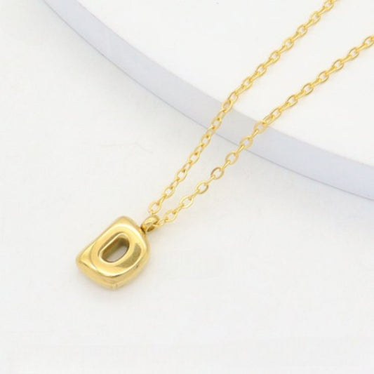 Ατσάλινο Κολιέ Γράμμα D Χρυσό (N3342)