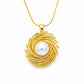 Κολιέ ατσάλι χρυσό με πέρλα spiral (N3403)