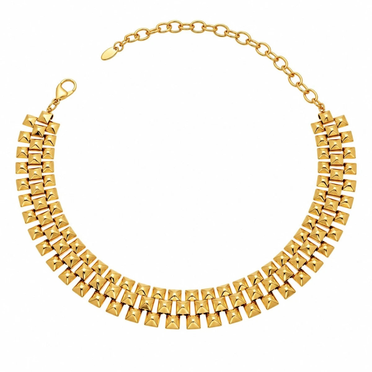 Χρυσό Ατσάλινο Κολιέ Choker 316L Γεωμετρικό (N5013)