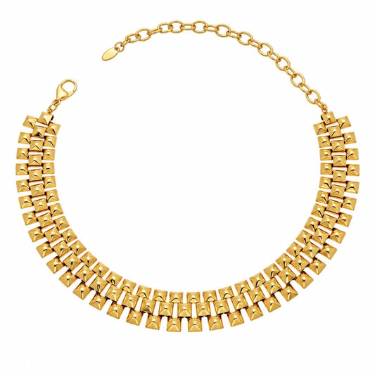 Χρυσό Ατσάλινο Κολιέ Choker 316L Γεωμετρικό (N5013)