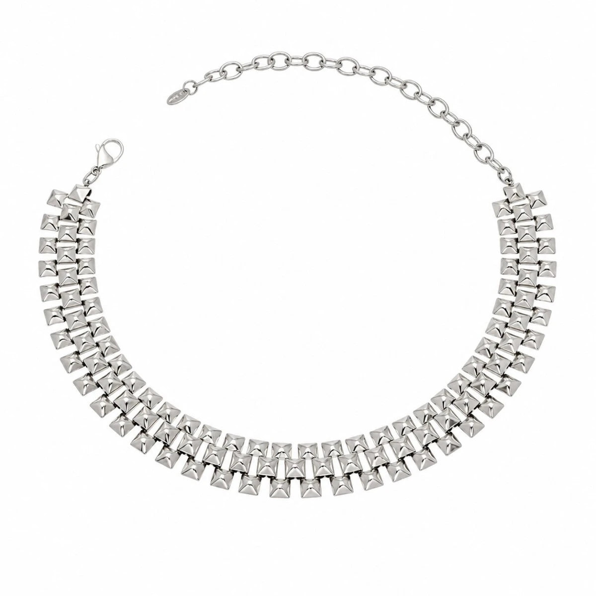Ασημί Ατσάλινο Κολιέ Choker 316L Γεωμετρικό (N5014)