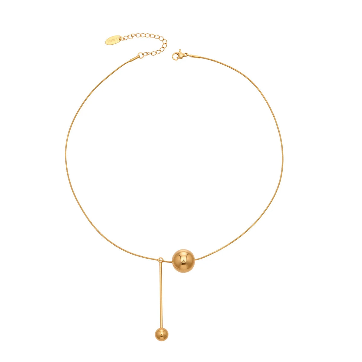 Χρυσό Ατσάλινο Κολιέ Choker Σφαίρα Drop (N5026)
