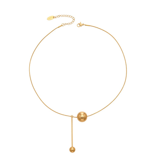 Χρυσό Ατσάλινο Κολιέ Choker Σφαίρα Drop (N5026)