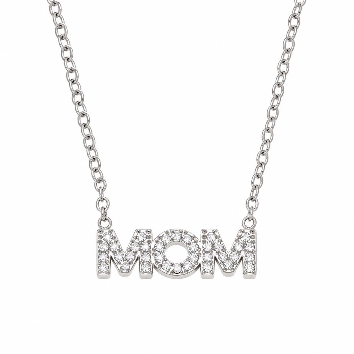 Ασημί Ατσάλινο Κολιέ 316L Mom με Ζιργκόν (N5033)