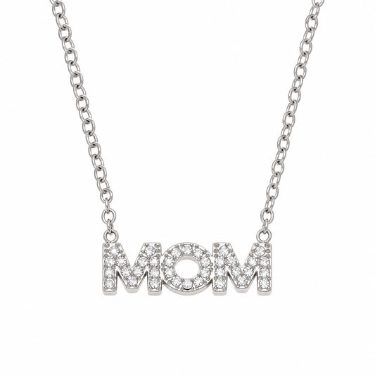 Ασημί Ατσάλινο Κολιέ 316L Mom με Ζιργκόν (N5033)