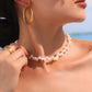 Ατσάλινο Κολιέ Choker Μαργαριτάρια Γλυκού Νερού (N5043)