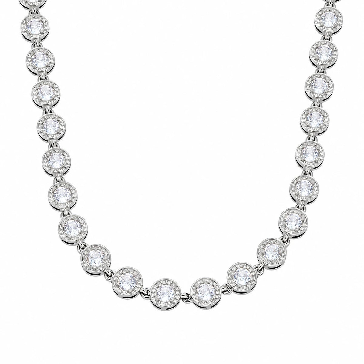 Ασημί Ατσάλινο Κολιέ Choker 316L Διαφανή Ζιργκόν (N5061)