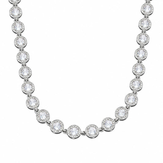 Ασημί Ατσάλινο Κολιέ Choker 316L Διαφανή Ζιργκόν (N5061)