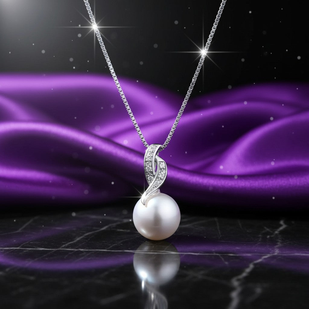 Ασημένιο 925 Κολιέ με Μαργαριτάρι Γλυκού Νερού & Ζιργκόν (PN025)