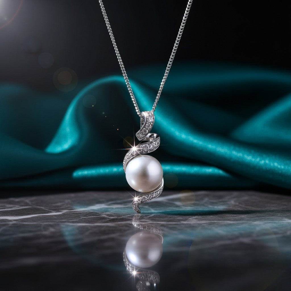 Ασημένιο 925 Κολιέ με Μαργαριτάρι Γλυκού Νερού & Ζιργκόν (PN026)