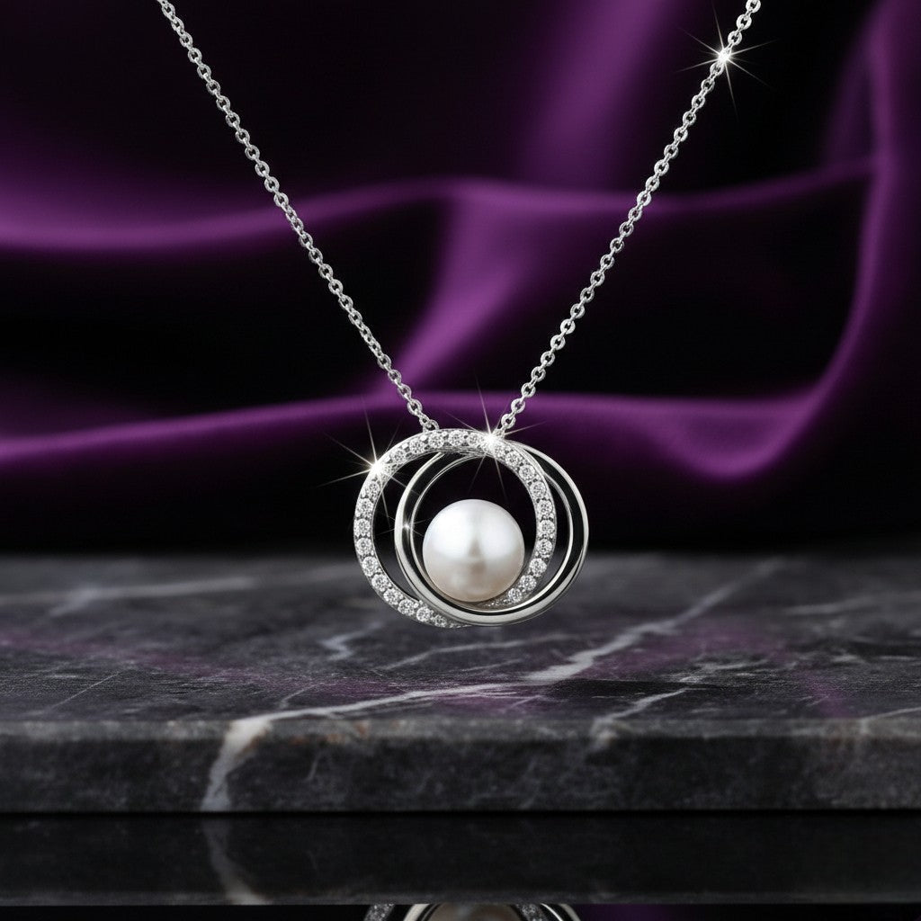 Ασημένιο 925 Κολιέ με Μαργαριτάρι Γλυκού Νερού & Ζιργκόν (PN031)