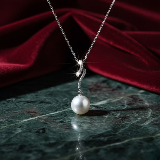 Ασημένιο 925 Κολιέ με Μαργαριτάρι Γλυκού Νερού & Ζιργκόν (PN036)