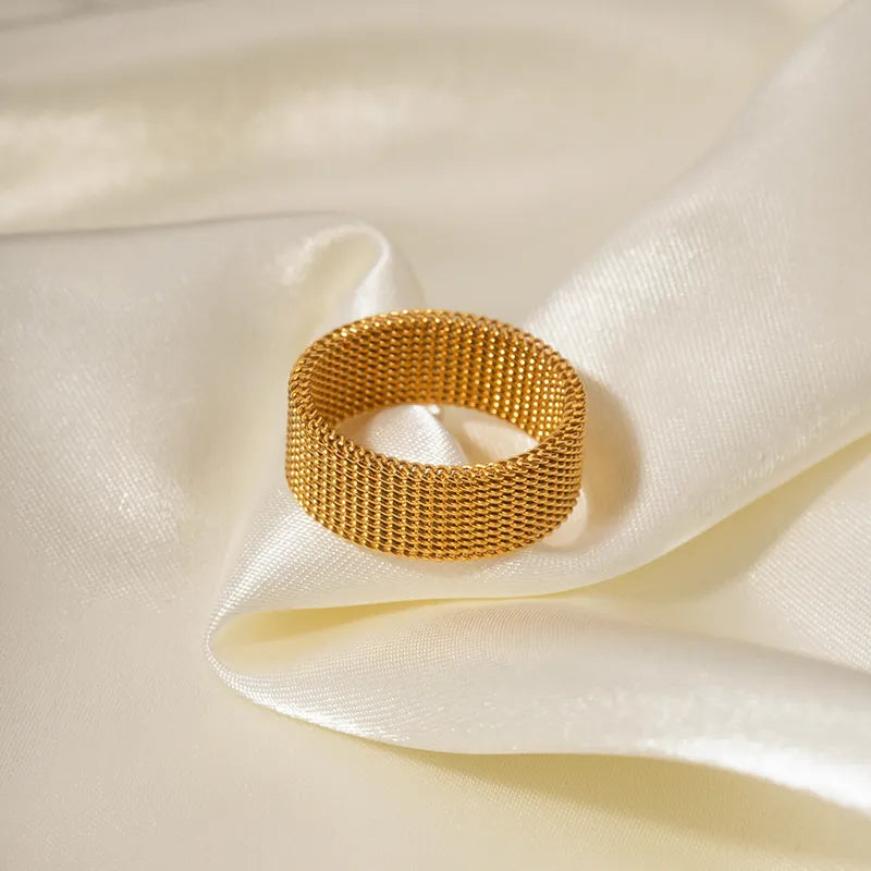 Ατσάλινο δαχτυλίδι πλέγμα επιχρυσωμένο 18k (R1342)