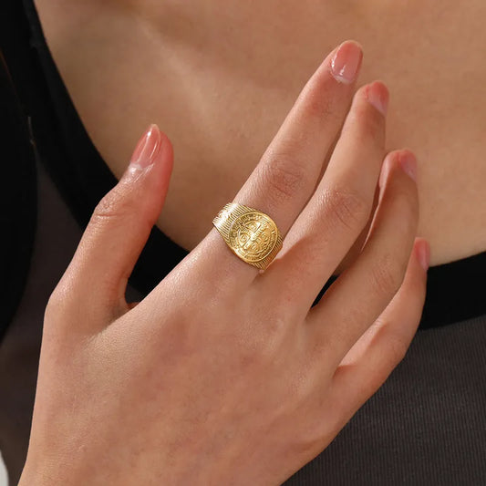Ατσάλινο δαχτυλίδι επιχρυσωμένο one size (R1378)