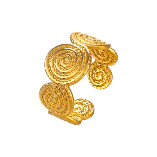Ατσάλινο δαχτυλίδι σχέδιο σπείρα 18k (R1392)