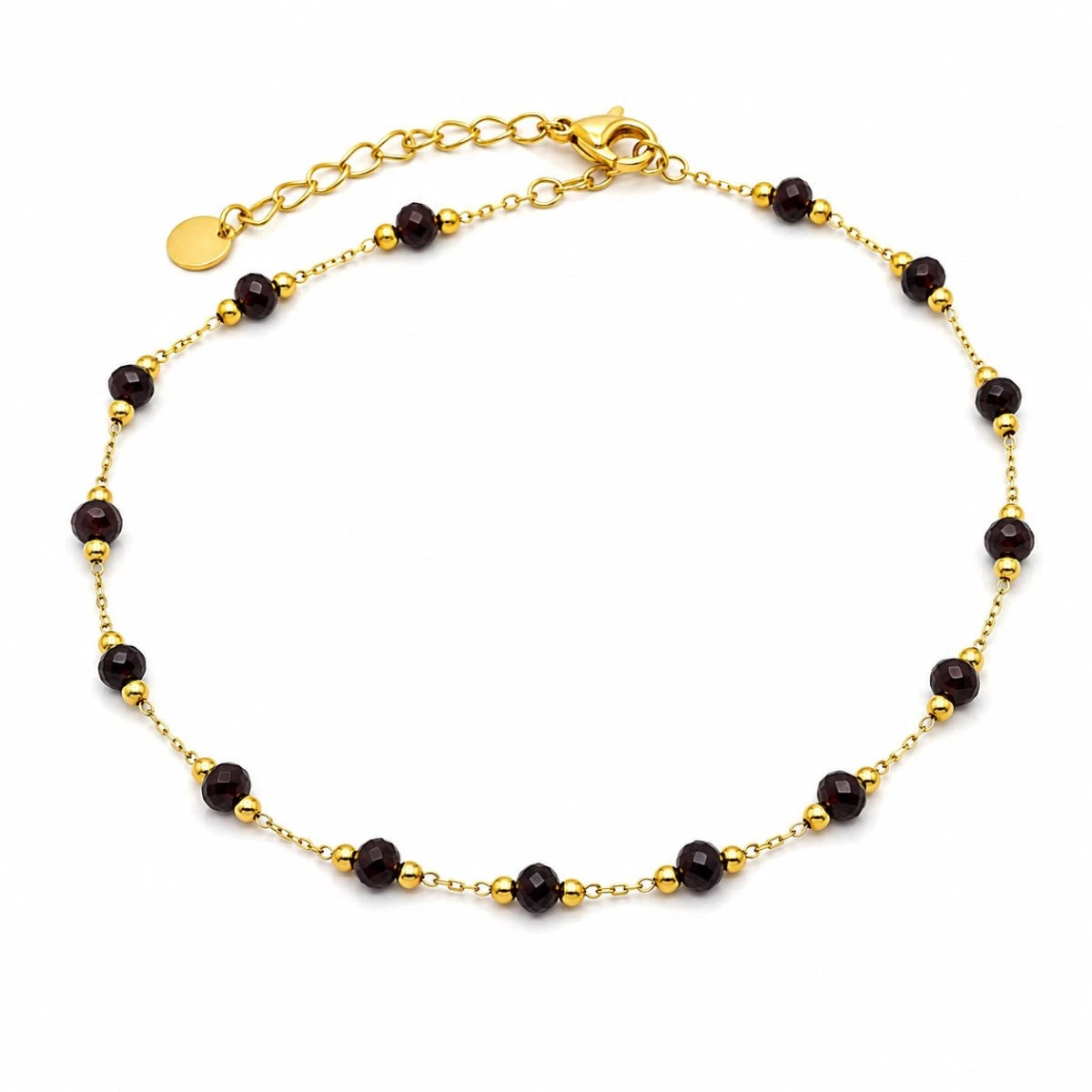 Ατσάλινο Βραχιόλι Ποδιού με Μαύρες Χάντρες (A1072)