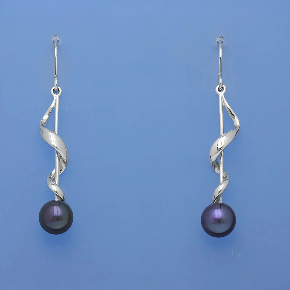 Ασημένια 925 Σκουλαρίκια με Μαύρα Μαργαριτάρια του Γλυκού Νερού (PE020) - charmy.gr