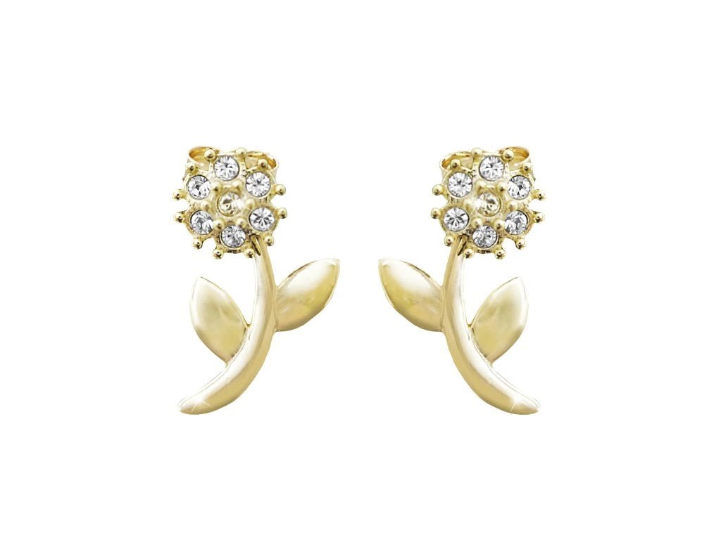 Ασημένια Σκουλαρίκια 925 Λουλούδι με Κρύσταλλα Swarovski 1.7cm (J1005) - charmy.gr