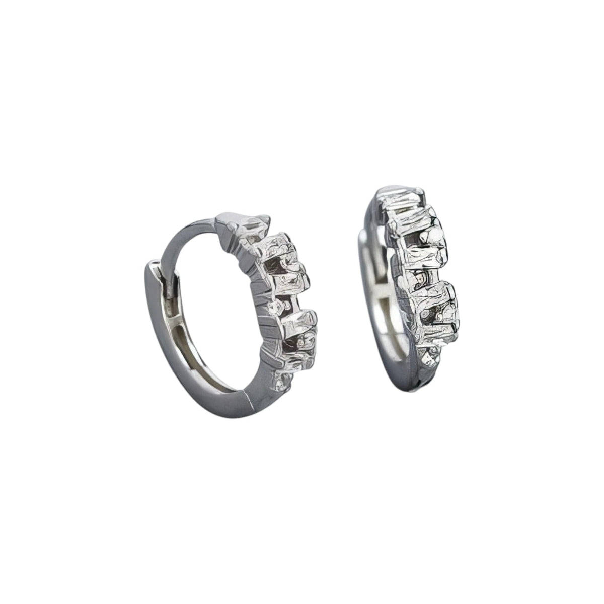 Ασημένια σκουλαρίκια κρικάκια με ζιργκόν 1.1cm (SE027) - charmy.gr