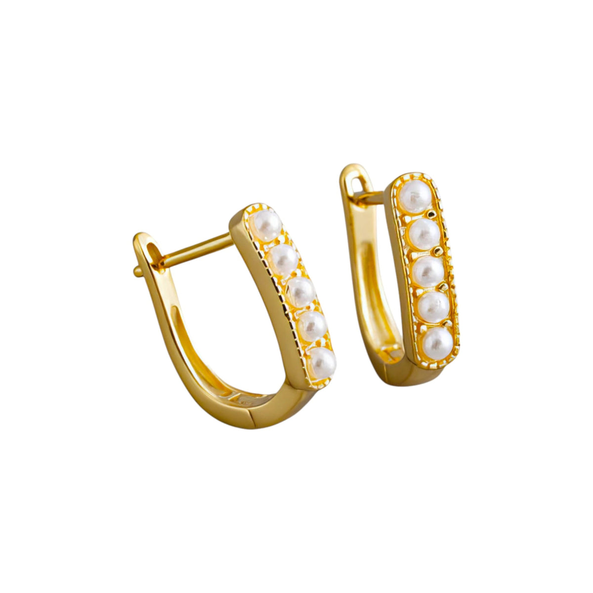 Ασημένια σκουλαρίκια κρίκοι με πέρλες 1.3cm (SE021) - charmy.gr