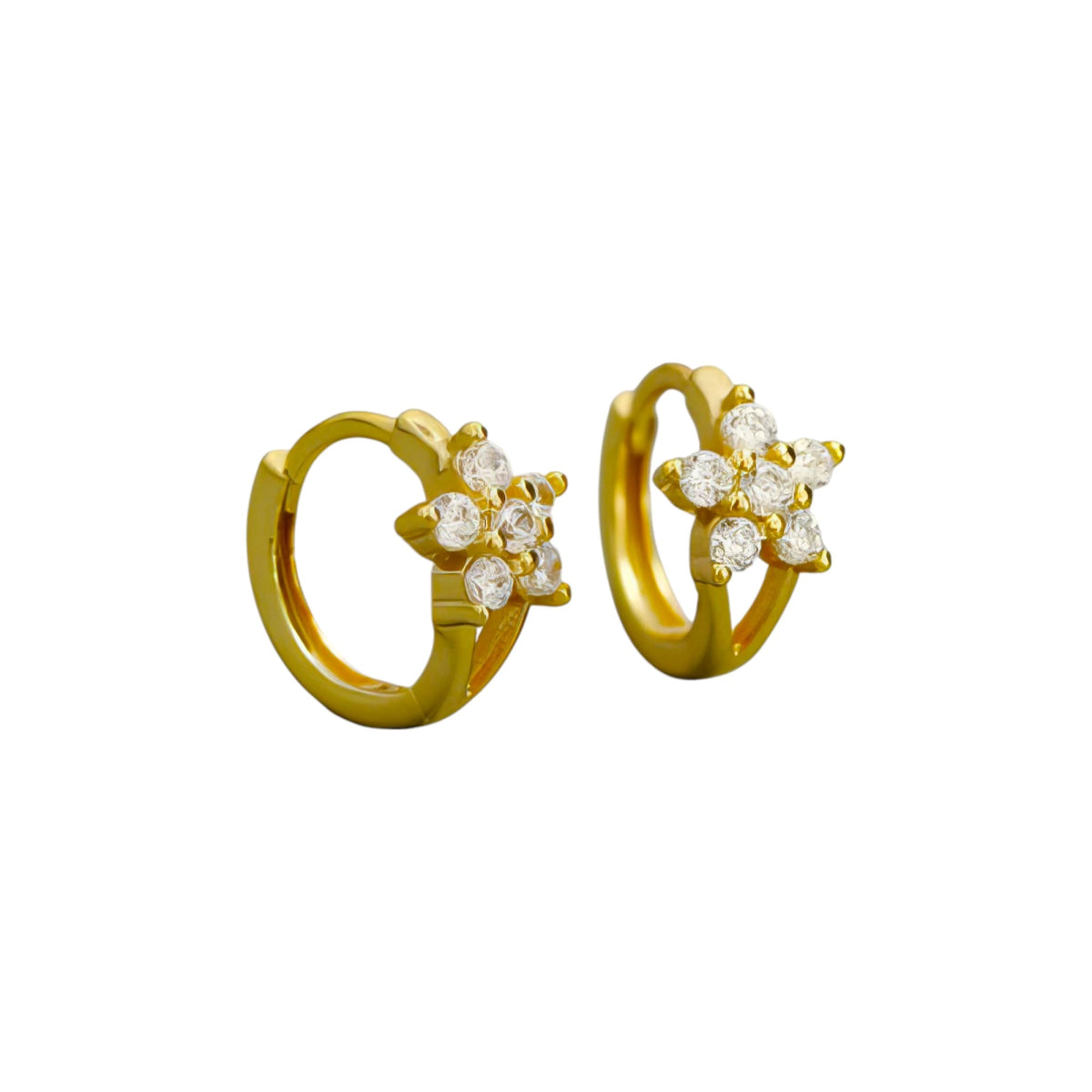 Ασημένια σκουλαρίκια κρίκοι σχήμα λουλουδιού 1.2cm (SE010) - charmy.gr