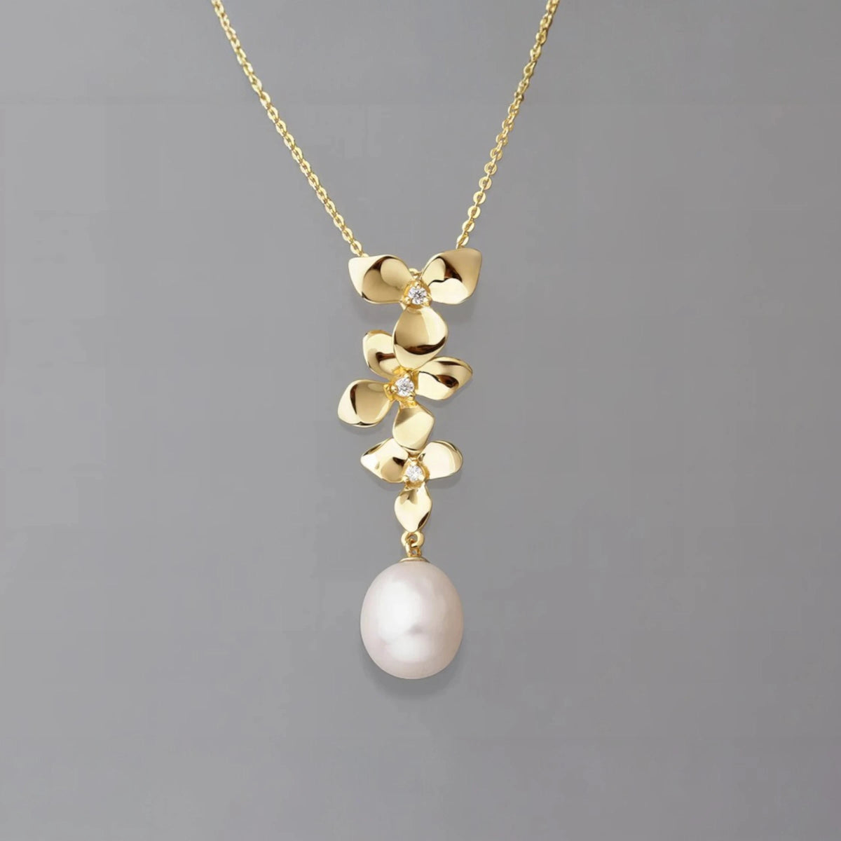 Ασημένιο 925 Κολιέ με Μαργαριτάρι Γλυκού Νερού Επιχρυσωμένο (PN017) - charmy.gr